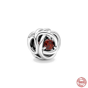 Birthstone Eternity Circle Charm Beads for Bracelet Jewelry