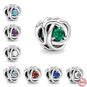 Birthstone Eternity Circle Charm Beads for Bracelet Jewelry