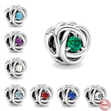 Birthstone Eternity Circle Charm Beads for Bracelet Jewelry