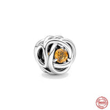 Birthstone Eternity Circle Charm Beads for Bracelet Jewelry
