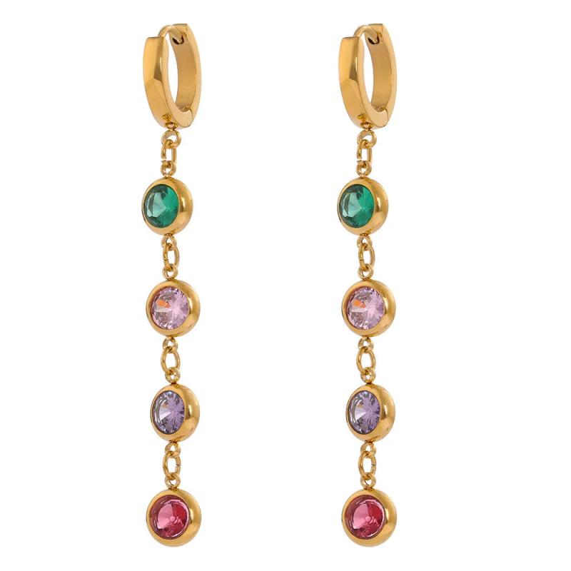 316L Stainless Steel CZ Long Earrings Geometric Orecchini Donna