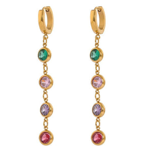 316L Stainless Steel CZ Long Earrings Geometric Orecchini Donna