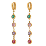 316L Stainless Steel CZ Long Earrings Geometric Orecchini Donna