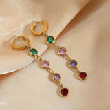 316L Stainless Steel CZ Long Earrings Geometric Orecchini Donna