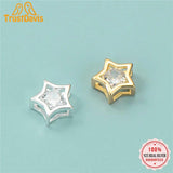 TrustDavis Sterling Silver Star CZ Charm Beads DIY Jewelry