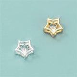 TrustDavis Sterling Silver Star CZ Charm Beads DIY Jewelry