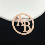 Customizable Initial Letter Brooch Pin Stainless Steel Round Lapel Pins