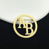 Customizable Initial Letter Brooch Pin Stainless Steel Round Lapel Pins