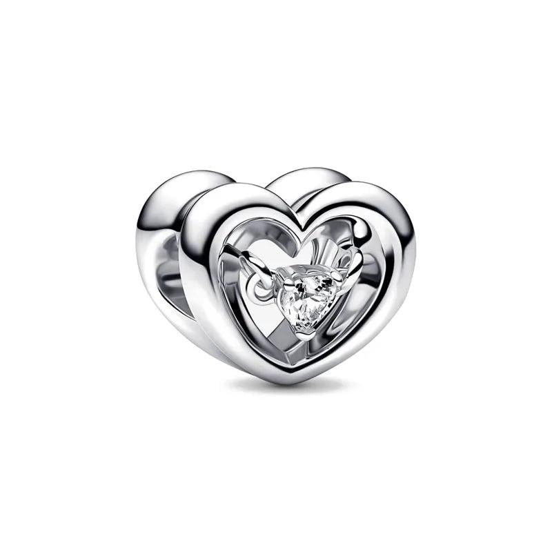 925 Silver Heart Charm Pendant for Bracelets DIY Jewelry Gift