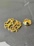 Personalized Letter Collar Pin Brooch Stainless Steel Initial Pendant Lapel Pins