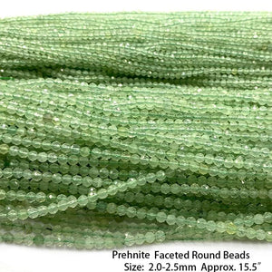 Prehnite Faceted Round Rondelle Edge Beads for Jewelry Making