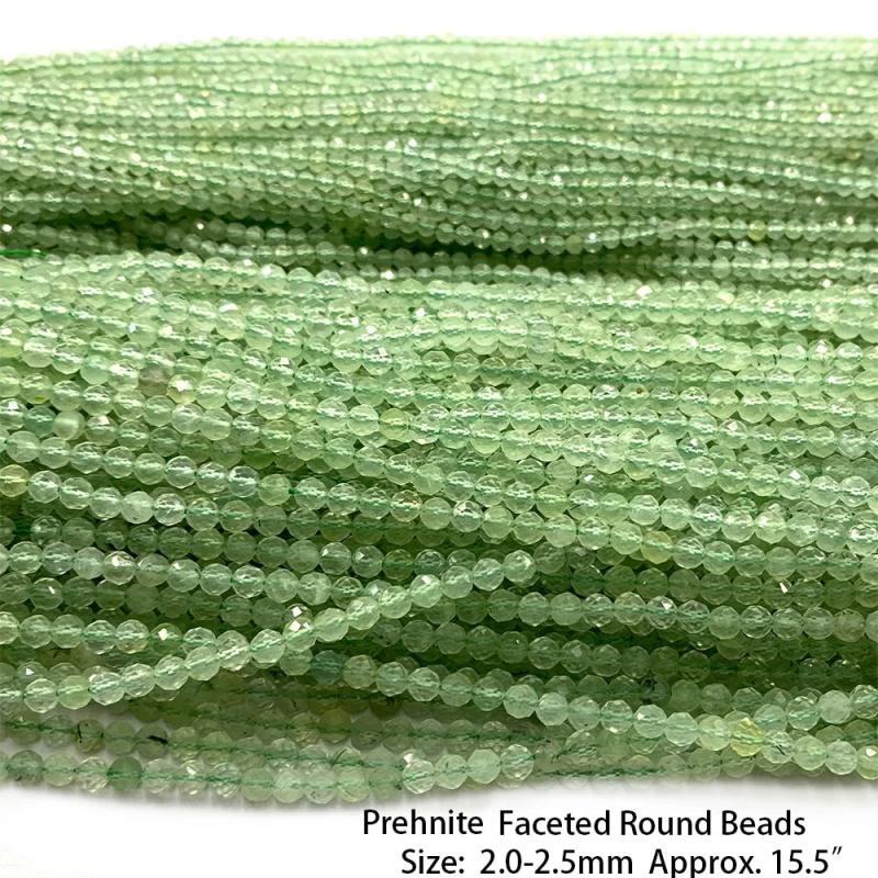 Prehnite Faceted Round Rondelle Edge Beads for Jewelry Making