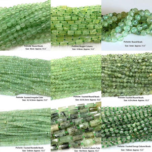 Prehnite Faceted Round Rondelle Edge Beads for Jewelry Making