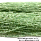 Prehnite Faceted Round Rondelle Edge Beads for Jewelry Making