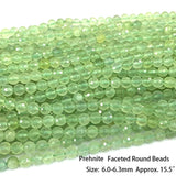 Prehnite Faceted Round Rondelle Edge Beads for Jewelry Making