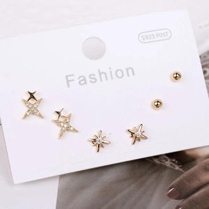 Crystal Butterfly Flower Fish Stud Earrings Set