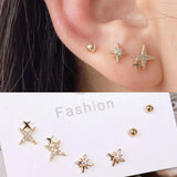Crystal Butterfly Flower Fish Stud Earrings Set