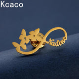 Butterfly Name Brooch Stainless Steel Letters Lapel Pin