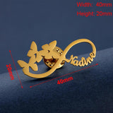 Butterfly Name Brooch Stainless Steel Letters Lapel Pin