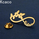 Butterfly Name Brooch Stainless Steel Letters Lapel Pin