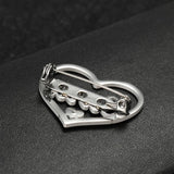 Heart Brooch Red Zircon Stainless Steel Letters Lapel Pin Badges