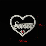 Heart Brooch Red Zircon Stainless Steel Letters Lapel Pin Badges