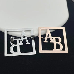 Customizable Initial Letter Brooch Pin - Silver Lapel Pins Stainless Steel Brooc