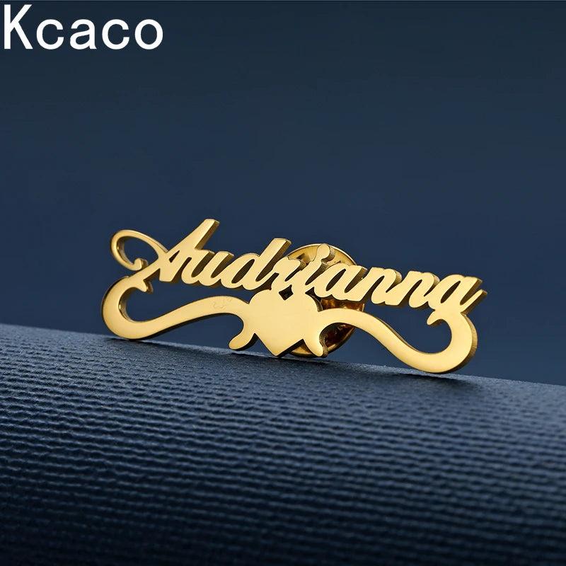 Name Brooches Stainless Steel Letter Heart Shape Pin Badges