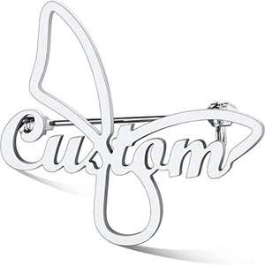 Personalized Name Font Logo Stainless Steel Nameplate Brooch