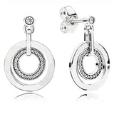 925 Silver Rose Petals Golden Heart Feathers Earring