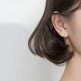 Enamel 3 Flower Studs 925 Silver CZ Earrings