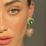 Colorful Heart Crystal Stud Earrings for Women