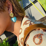Colorful Heart Crystal Stud Earrings for Women