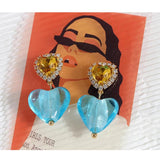 Colorful Heart Crystal Stud Earrings for Women