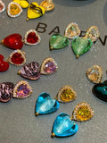 Colorful Heart Crystal Stud Earrings for Women