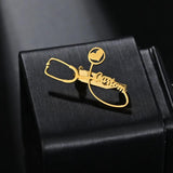 Uzone Charm Stethoscope Brooches Stainless Steel Heart Name Brooch Pins