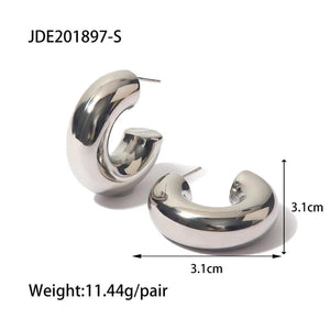Youthway Stainless Steel C-shaped Earrings Retro Charm Metal Jewelry