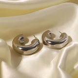 Youthway Stainless Steel C-shaped Earrings Retro Charm Metal Jewelry