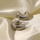 Youthway Stainless Steel C-shaped Earrings Retro Charm Metal Jewelry