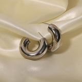 Youthway Stainless Steel C-shaped Earrings Retro Charm Metal Jewelry
