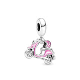 Silver 925 Motorcycle Car Sparkling Bicycle Charm Bead Bracelet DIY Gift