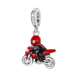 Silver 925 Motorcycle Car Sparkling Bicycle Charm Bead Bracelet DIY Gift