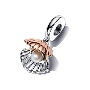 925 Silver Sea Shell Cat Pendant for Bracelet Charms