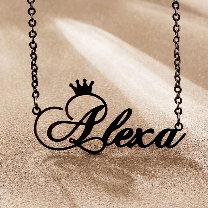Crown Choker Personalized Name Necklace for Men Women