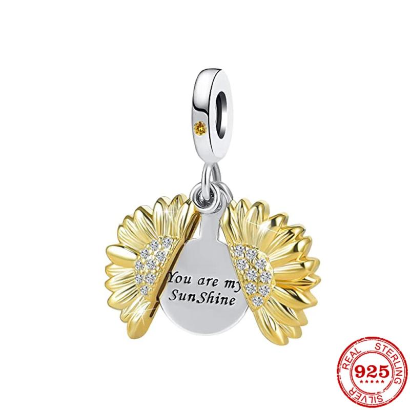European 925 Silver Sunshine Diy Bead Pendant Charm Bracelet Necklace