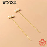 925 Silver Freshwater Pearl Tassel Stud Earrings Wedding Gift