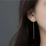 925 Silver Freshwater Pearl Tassel Stud Earrings Wedding Gift