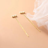 925 Silver Freshwater Pearl Tassel Stud Earrings Wedding Gift