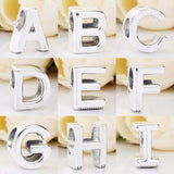 A-Z Smooth Alphabet Crystal Bead 925 Sterling Silver Charm Bracelet Bangle