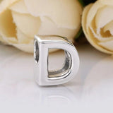 A-Z Smooth Alphabet Crystal Bead 925 Sterling Silver Charm Bracelet Bangle